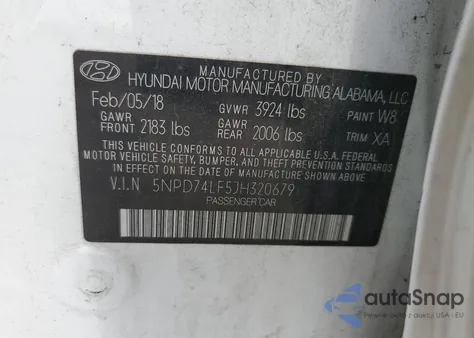 2018 Hyundai Elantra Se from USA, damaged, VIN 5NPD74LF5JH320679